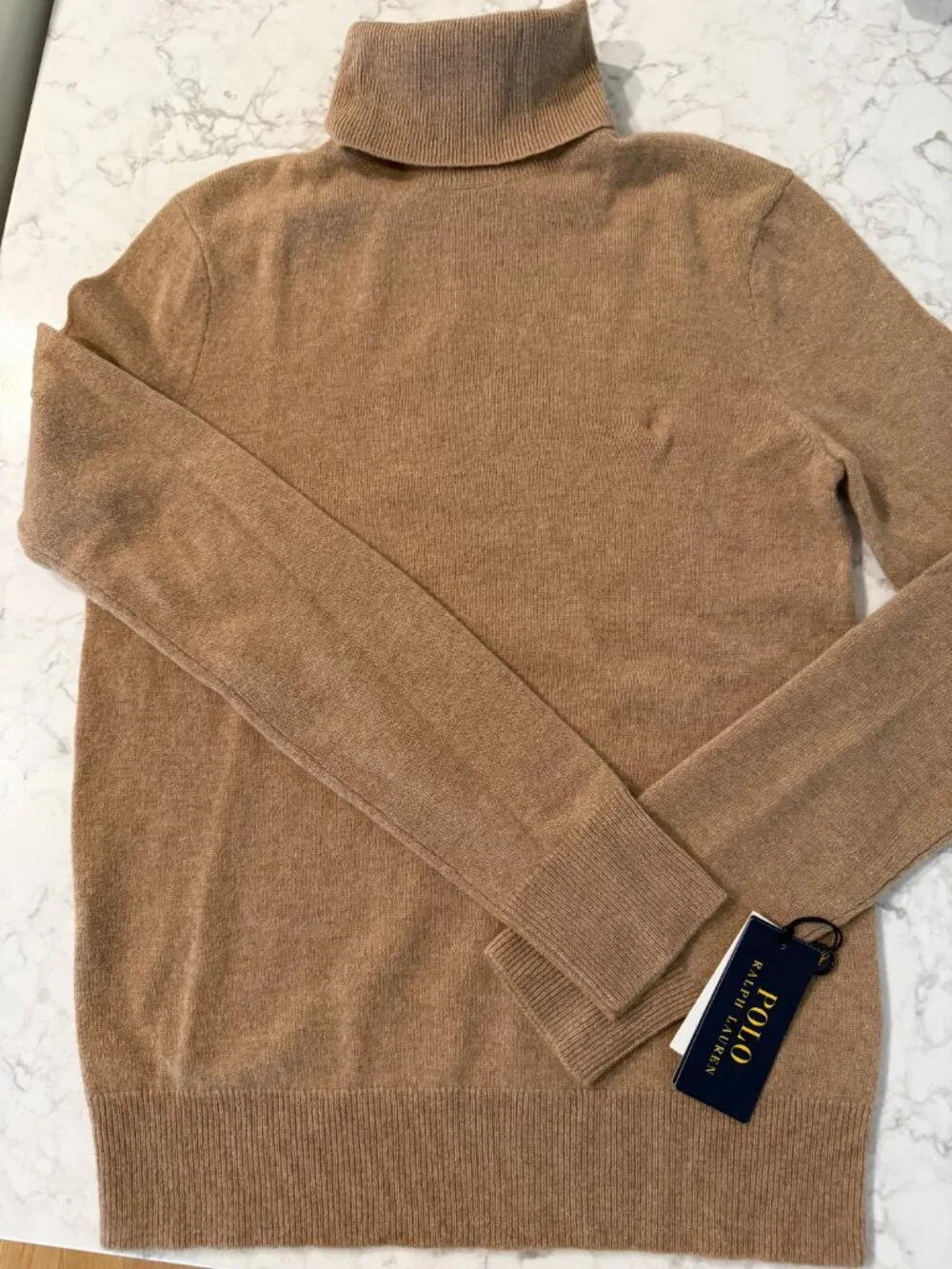 NWT Polo Ralph Lauren Camel Cashmere Turtleneck Size M - Gorgeous, timeless! - Picture 5 of 7